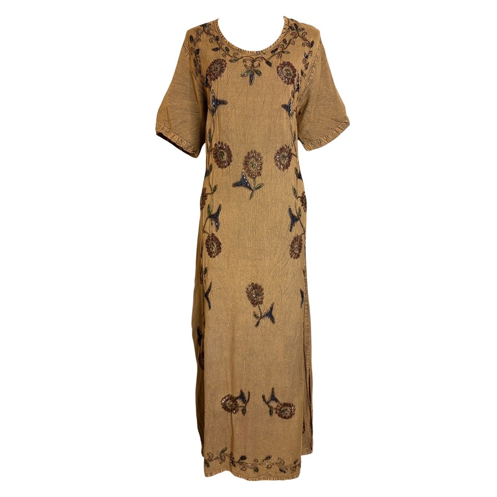 MPH Whimsigoth Beaded Embroidered Maxi Dress L/XL Boho Faiycore Vintage 90s Y2K
